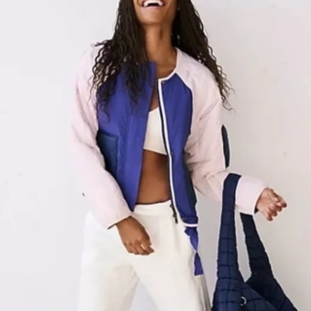 Free People Movement Outta Left Field Jacket in Sapphire Skies Combo NWT Medium - Picture 2 of 3